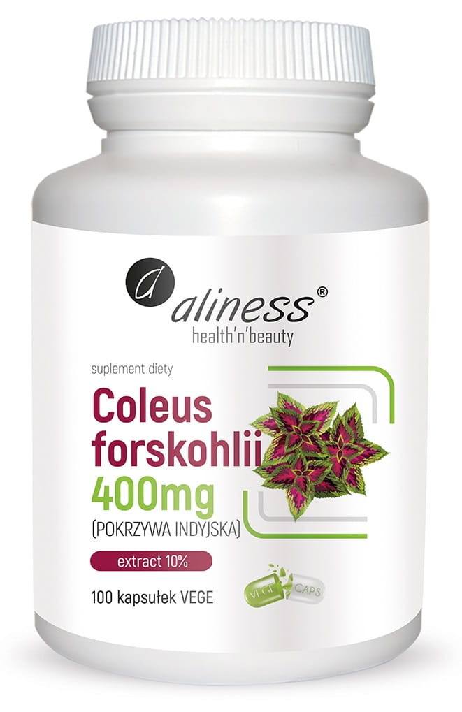 Coleus forskohlii 10% 400mg (pokrzywa indyjska) x 100 Vege caps. – Aliness